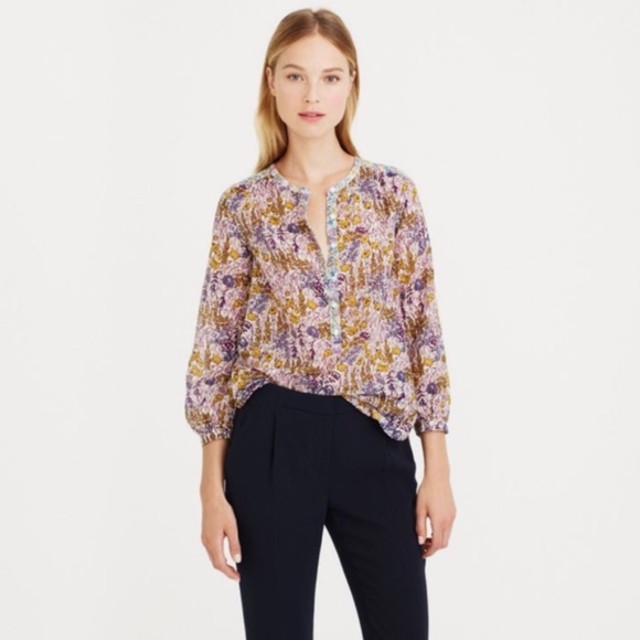 J. Crew Tops - J. Crew Popover Silk Shirt in Liberty Mixed Floral